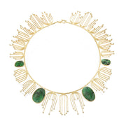 Todd Reed necklace with emerald slices (~28.87ct), white brilliant cut diamonds (~1.79ct), and 18k yellow gold.